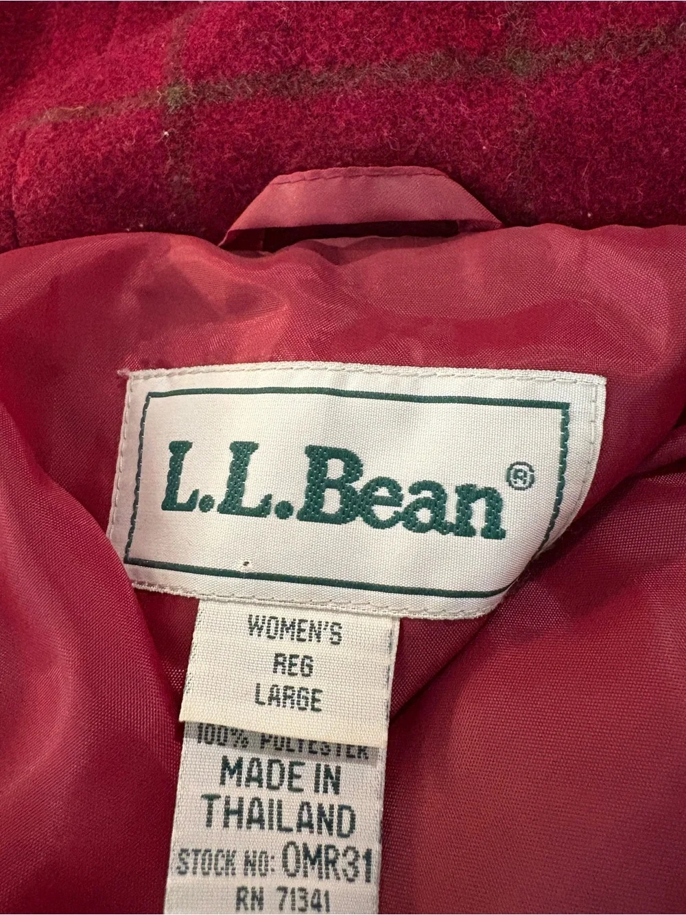 L.L. Bean Vintage Women’s Red Plaid Hooded Wool Blend Jacket